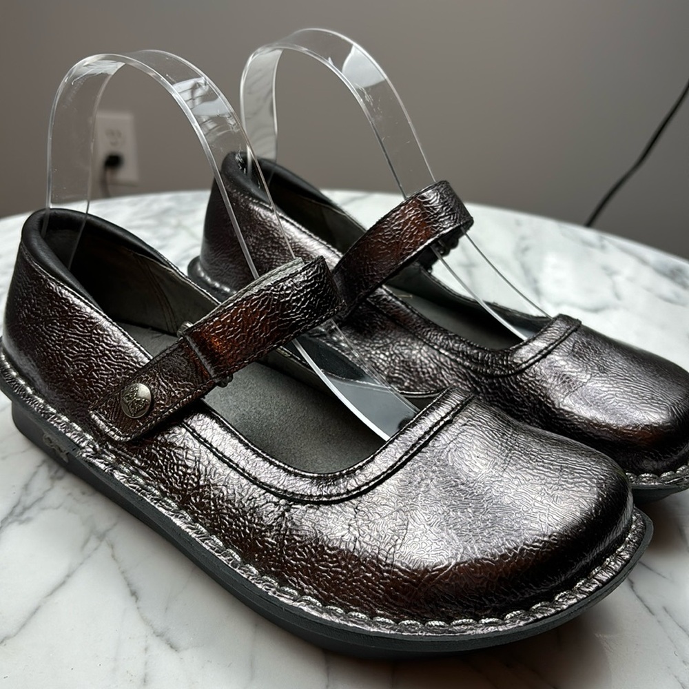 ALEGRIA BROWN COPPER MARY JANE CLOGS LEATHER SIZE 36, 5.5